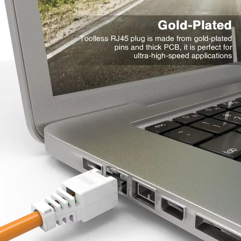 ZoeRax RJ45 CAT6 CAT5E Ethernet-Stecker in Weiß, werklose LAN-Abschlussstecker für 23AWG-26AWG Netzwerkkabel, 24/12 Stück - Bild 4