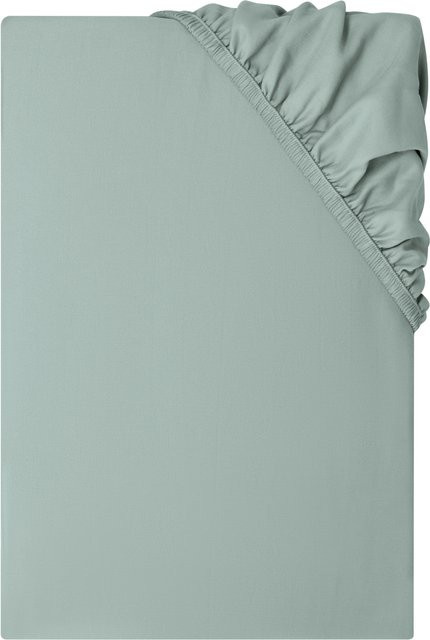 LIVARNO Mako-Satin Spannbettlaken aus Baumwolle, grün, B/T: 140-160 x 200 cm - Bild 1