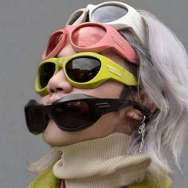 Samjune Sonnenbrille Damen, Vollrand, silbrig, Kunststoff - Bild 1