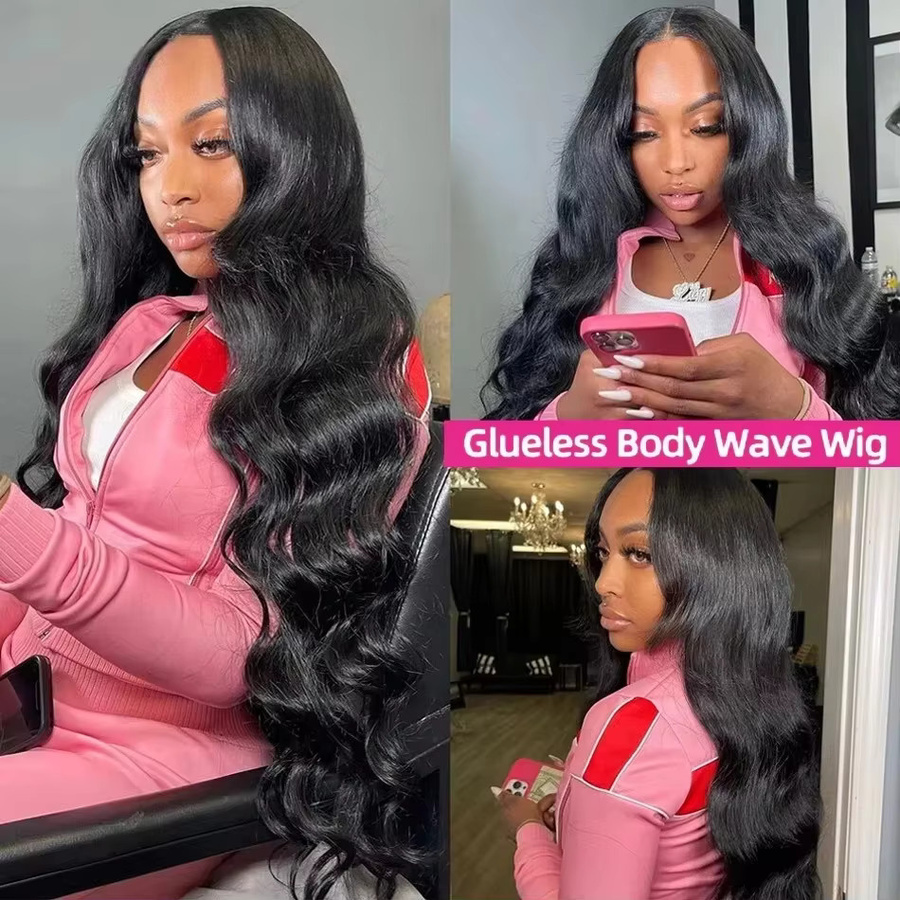 Homgoss Body Wave Echthaar HD Lace Frontal Perücke, 40 Zoll, Lockig, Damen - Bild 3