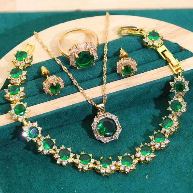 YIRAN Jewelry Schmuckset, Kupfer, Gold, Zirkonia, Kristall, Damen - Bild 1