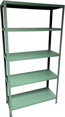 Schulte Regalwelt Stecksystem-Grundregal aus Metall in Graugrün, H x B x T: 190 x 100 x 40 cm - Bild 1