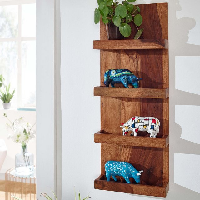 Wandregal FineBuy aus Massivholz in Braun, Schweberegal im modernen Stil, B: 80 cm, H: 30 cm, T: 10 cm - Bild 1