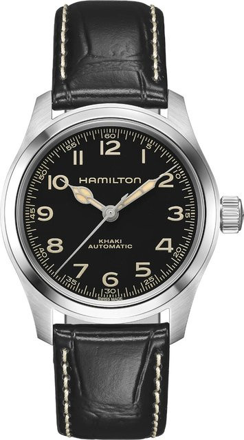 Hamilton Herrenuhr Khaki Field Murph, Automatik, Lederarmband, 38 mm, Schwarz - Bild 1