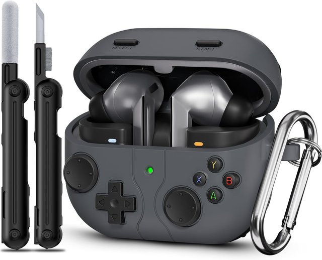 Samsung Galaxy Buds 3 FE / 3 Pro / 3 Silikon Schutzhülle im Spieler-Design inklusive Reinigungsset in Grün oder Grau - Bild 1