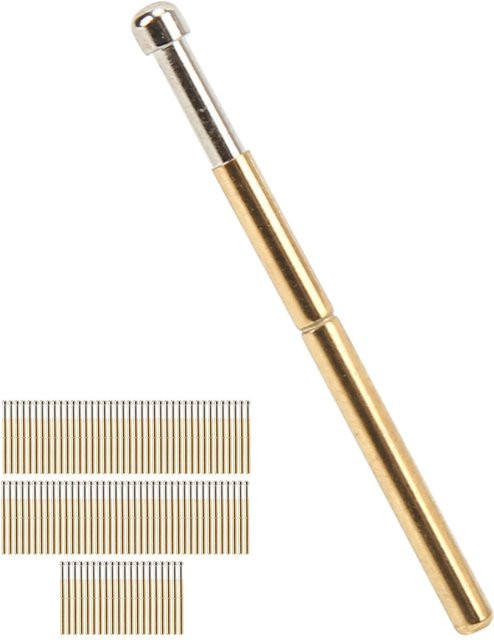 100 Stück GoolRC Prüfstifte Typ P125D mit großem Rundkopf, Elektronische Komponententest Nadelsonden Pogo Pins aus Messing in Gold - Bild 1