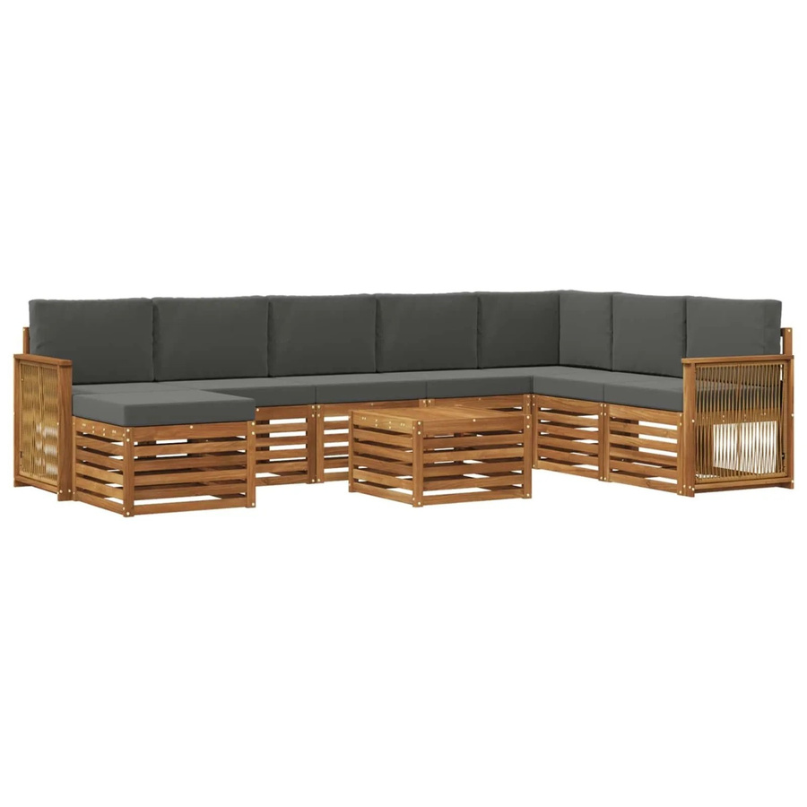 vidaXL Sofagarnitur aus Massivholz Akazie in Anthrazit mit Latten-Design und Armlehnen - Bild 2
