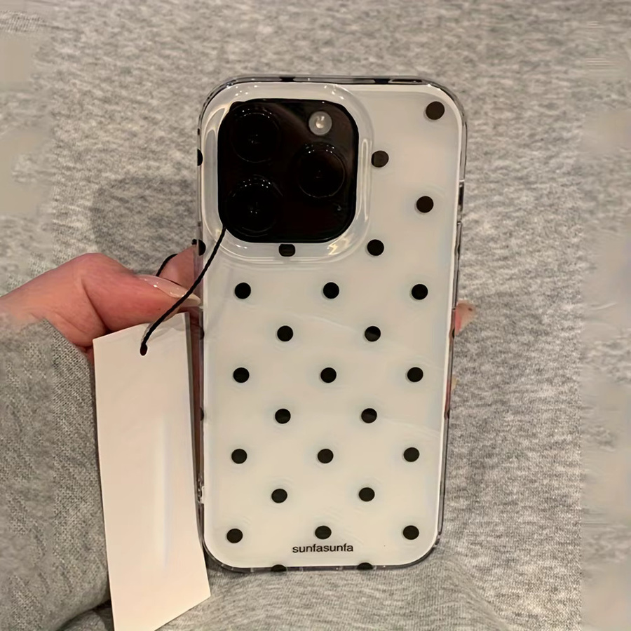 Handyhülle mit Polka-Dot-Muster und Feder-Textur für Xiaomi Redmi Note 14 13 12 11 10 9 Pro Plus 4G 5G in Schwarz-Weiß - Bild 3