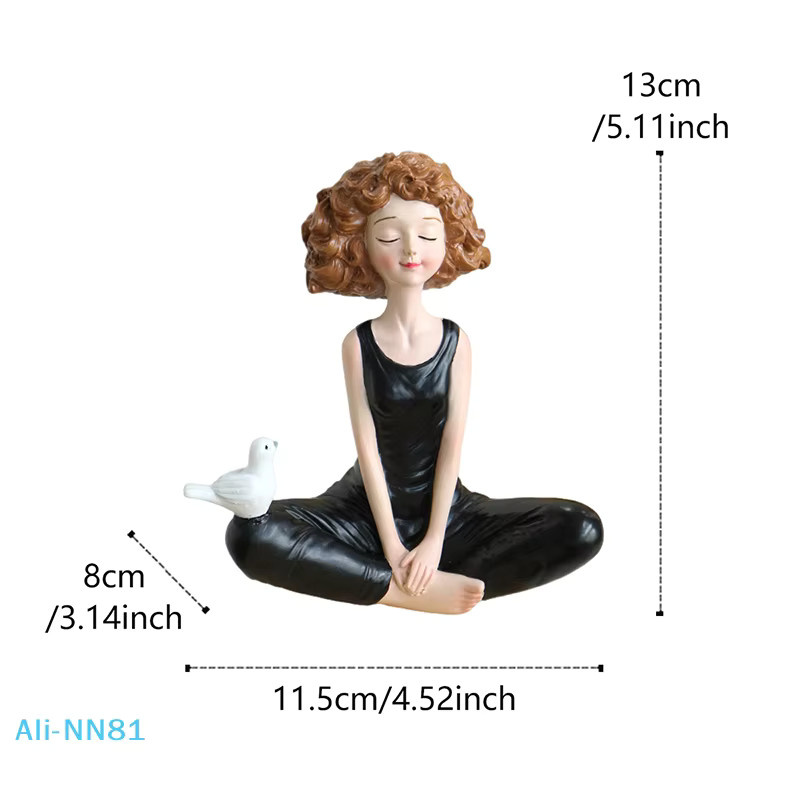 Yoga-Mädchen Kunstskulptur aus Kunstharz in Schwarz als moderne Deko-Figur für deinen Schreibtisch oder dein Bücherregal - Bild 6