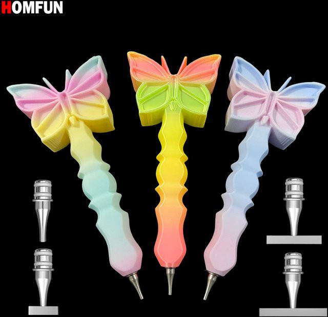 HOMFUN 3D-Druck Schmetterling Diamant Malerei Stift mit multifunktionalen Metall-Tipps für Stickerei und Punkt Bohrer in Multicolour - Bild 1