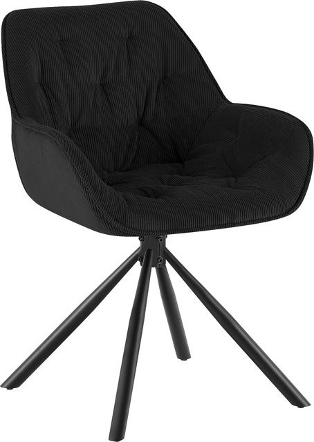 CLP Esszimmerstuhl Rimio Sessel Cord schwarz gestreift, drehbar 180 Grad mit Armlehnen und Rückenlehne, modern gepolstert - Bild 1
