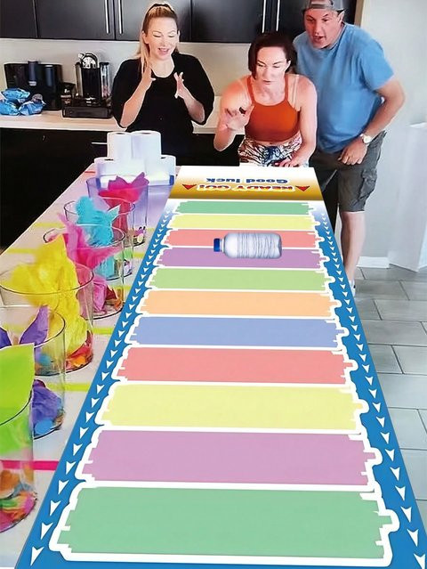 OURFETE Regenbogen Beschreibbare Flaschen-Rollenspiel-Tischmatte, Partyspiel, Bunt / Mehrfarbig - Bild 1