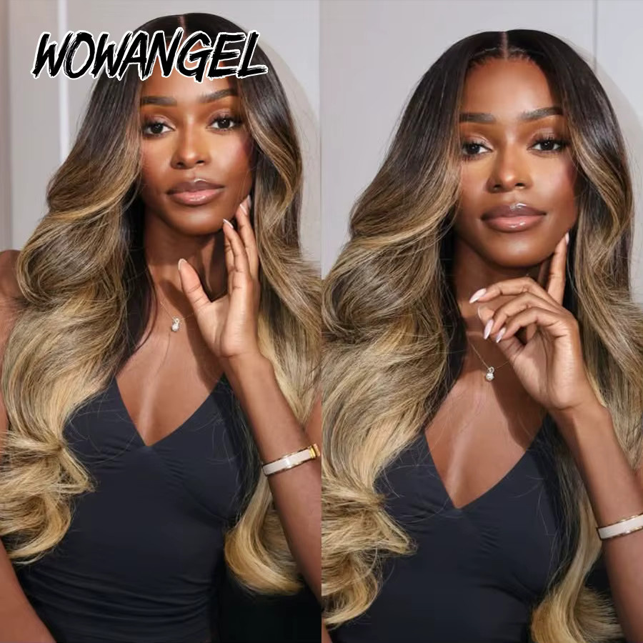 WOWANGEL Blonde Highlights Body Wave Perücke, 100 % Echthaar, 5x5 HD Lace Closure - Bild 2