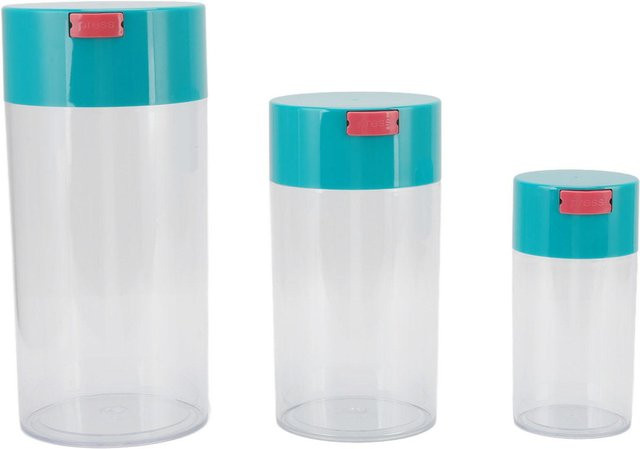 Luftdichtes Vorratsgläser Set von CosyHome aus Kunststoff in Transparent und White, Vakuum Aufbewahrungsdosen für Kaffee und Trockenfrüchte, Füllmenge: 2100 ml, 1100 ml und 400 ml - Bild 1