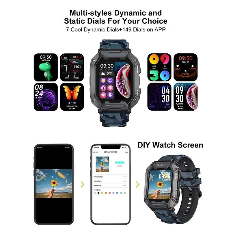 LIGE Smartwatch, Bluetooth, Silikon, Schwarz, Herren - Bild 5