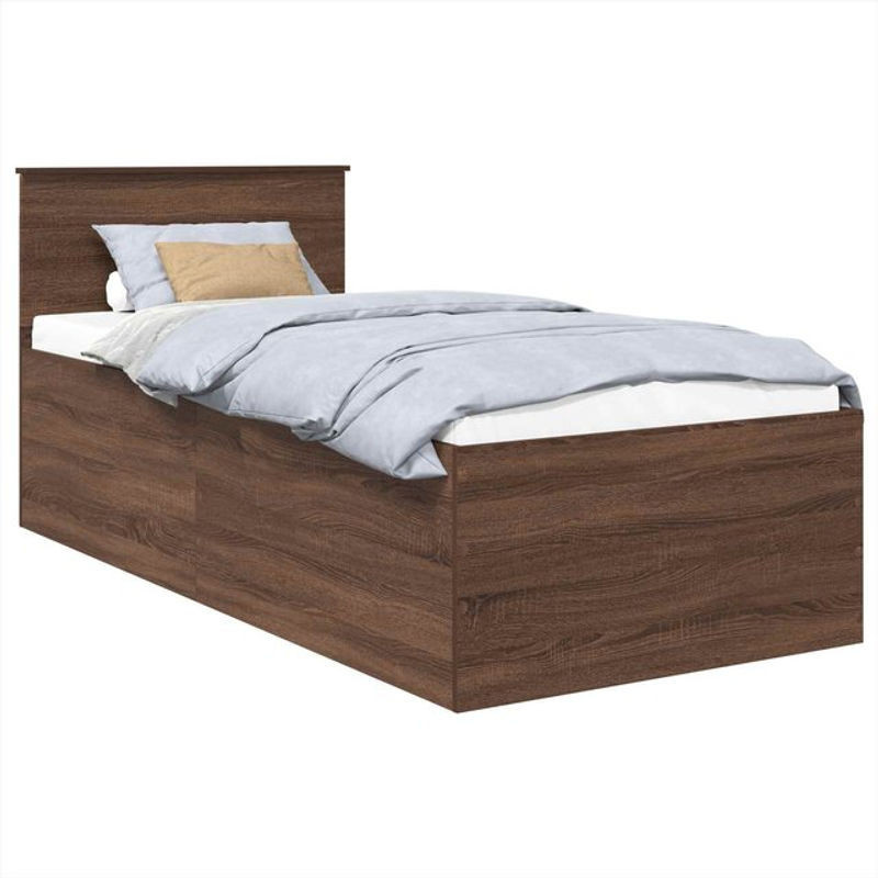 vidaXL Einzelbett Bettrahmen aus Holzwerkstoff in Braun, Modern und Minimalistisch, B: 75 cm, L: 190 cm - Bild 1