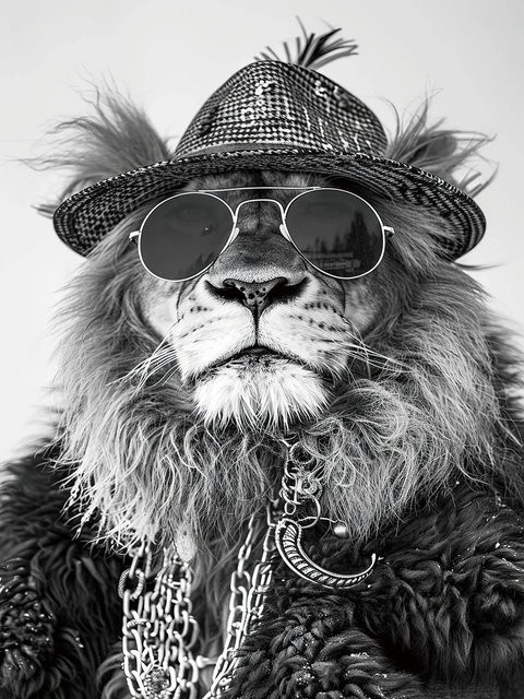 Art Universe Glasbild Dashing Lion Modernes Motiv mit Löwen-Fotografie, Breite: 60 cm, Höhe: 80 cm - Bild 1