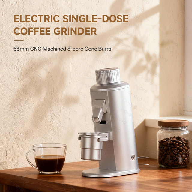 CAFOVO G163C Einzeldosis-Kaffeemühle mit 63mm CNC-Mahlwerk und Plasma-Antistatik für Espresso und Pour-Over in Metall - Bild 1
