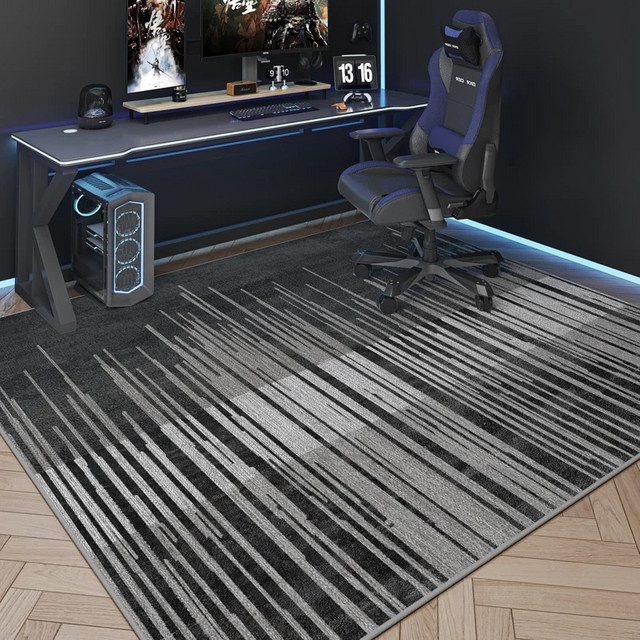 VIKAMA Strukturierter Teppich Grau, Waschbar, Modernes Rechteckiges Design für Wohnzimmer und Home Office, Breite: 120 cm, Tiefe: 80 cm - Bild 1