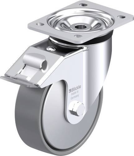 Blickle Stahlblech-Lenkrolle LK-PO 160G-FI-ELS-FA in Silber, Rad-Durchmesser: 160 mm, Tragfähigkeit: 450 kg - Bild 1