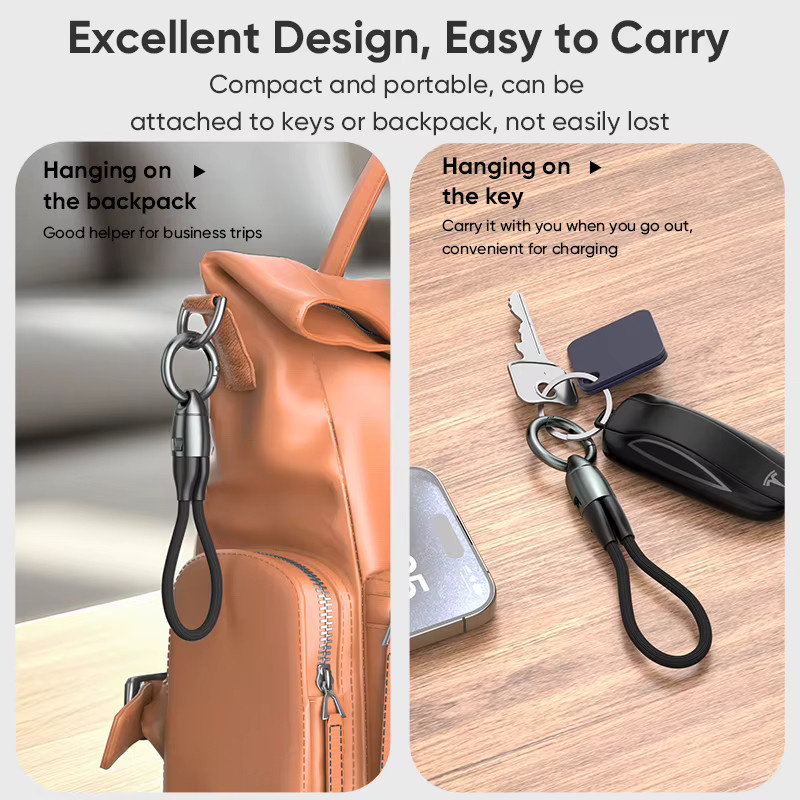 AUFU USB-C auf USB-C Kabel 240W Schnellladekabel mit Schlüsselanhänger Lanyard in Schwarz - Bild 4