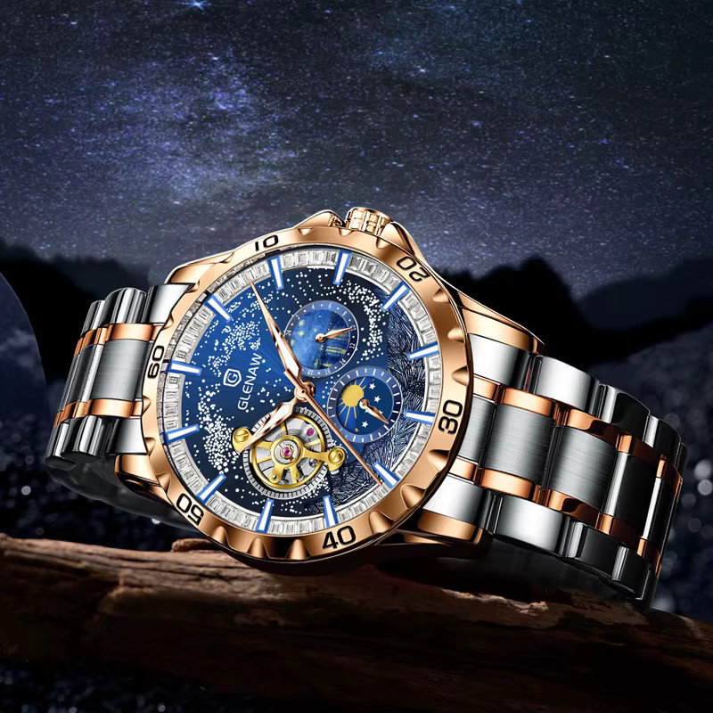 GLENAW Armbanduhr Automatik, Edelstahl, Blau, Herren - Bild 5