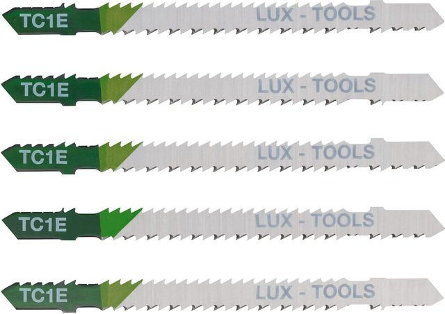 LUX-TOOLS Stichsägeblätter HCS für Holz und Kunststoff mit T-Schaft, Silber, 75 mm - Bild 1