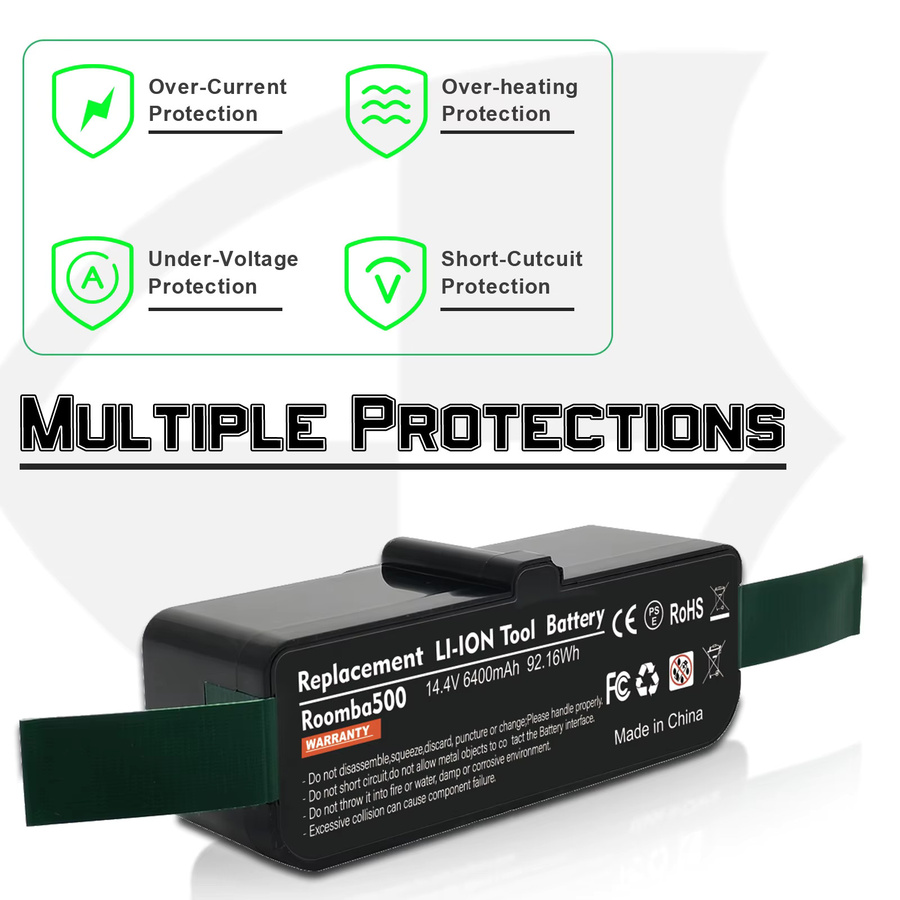BATTOOL Li-Ionen-Akku 14,4 V mit 6,4 Ah für iRobot Roomba 500 600 700 800 Serie - Bild 3