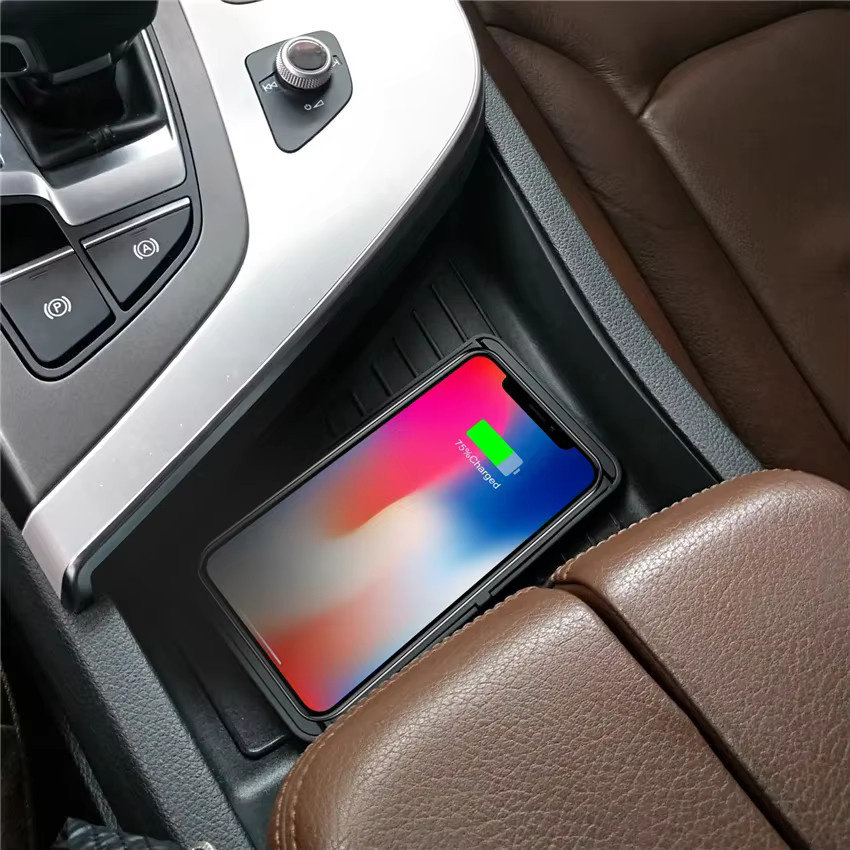 VIKEFON Kabelloses Auto-Ladegerät mit Silikonpad-Ständer für iPhone, Samsung, Xiaomi und Huawei in Schwarz - Bild 3