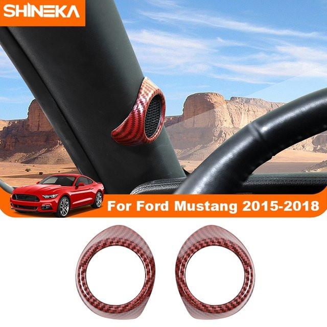 SHINEKA ABS Auto Lautsprecher Abdeckung Trim Aufkleber für Ford Mustang ab 2015 in Rot - Bild 1