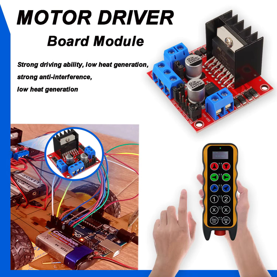 AOKIN L298N Motor Drive Controller Board DC Dual H-Bridge Roboter Schrittmotorsteuerung und Antriebsmodul für Arduino Smart Car in Rot - Bild 3