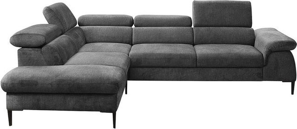 Pascal Morabito Schlafsofa Sepina in L-Form, Anthrazitgrau, Stoff, Breite: 280 cm