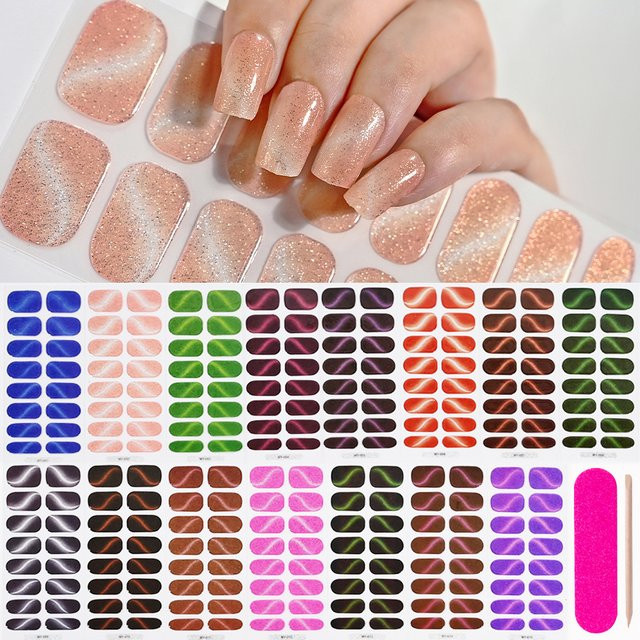 HotPress UV-Gel-Nagelaufkleber, schimmernd, 16 Stück - Bild 1