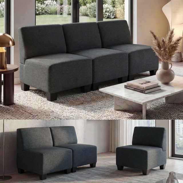 MCW Modular 3-Sitzer Sofa Moncalieri in Anthrazit-Grau ohne Armlehnen im Lounge-Stil, B/T/H: 171 x 72 x 76 cm - Bild 3
