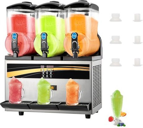 VEVOR Commercial Slushy Machine mit 3 Tanks aus Edelstahl in Silber für Frozen Drinks, Margaritas und Smoothies - Bild 1