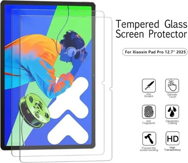 9H gehärtetes Glas Display Schutzfolie für Lenovo Xiaoxin Pad Pro 12,7 Zoll 2025, transparent, HD Scratch Screen Protector für TB373FU und TB375FC - Bild 1