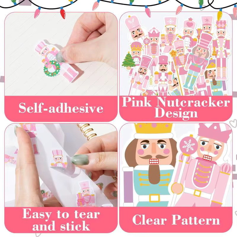 500 Stück Weihnachten Aufkleber mit Cartoon Nussknacker König und Soldat in Multicolour aus Papier - Bild 3