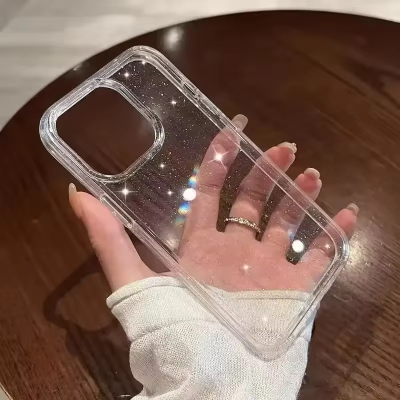 Transparente Handyhülle mit glitzerndem Sternenhimmel-Muster für iPhone 11 bis iPhone 17 Pro Max und Air - Bild 2