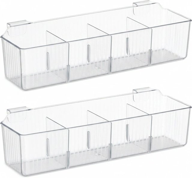 Relaxdays Schranktür Organizer aus Kunststoff in Transparent, 2er Set mit 4 Fächern, B: 10 cm, H: 38 cm, T: 12,5 cm - Bild 1