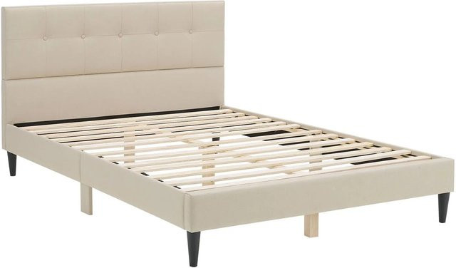 Homestyle4u Polsterbett Doppelbett in Beige mit Steppung, B/T/H: 144,5 x 200 x 213 cm - Bild 1