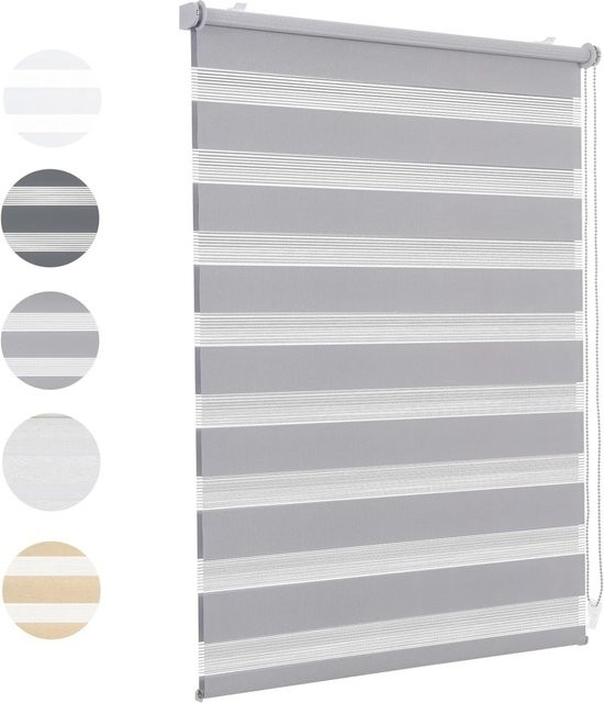 Sekey Doppelrollo Klemmfix Day & Night in Grau, Blickdicht, B: 60 cm, H: 210 cm - Bild 1