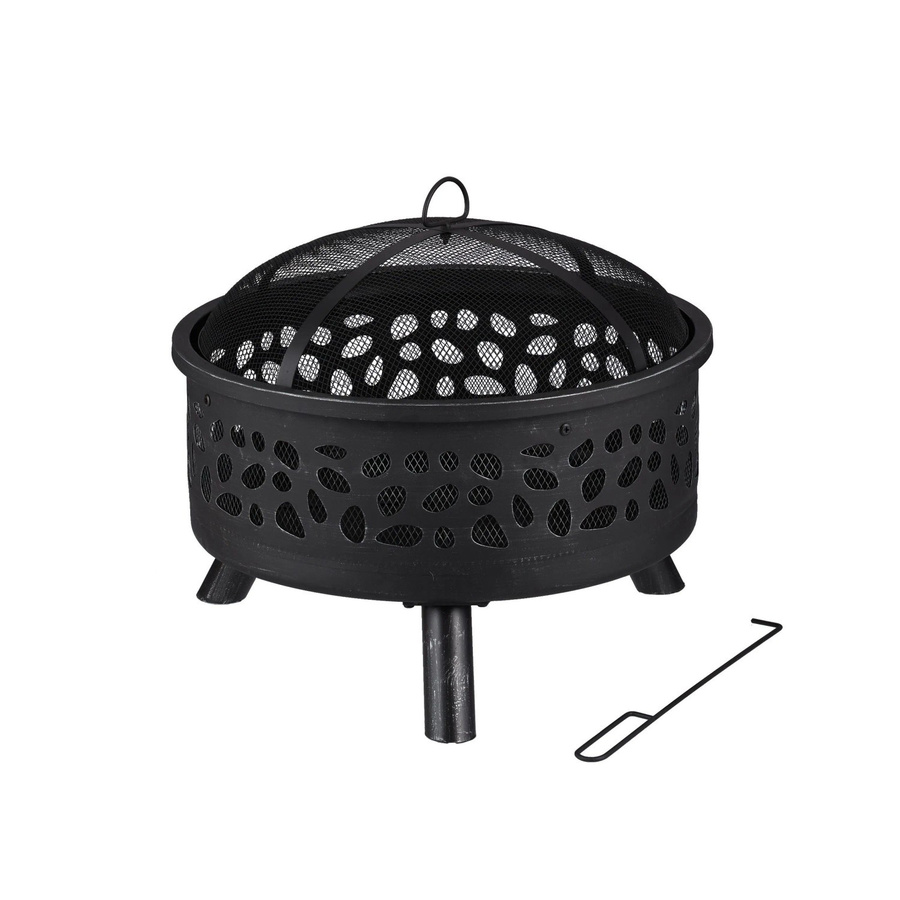 Relaxdays Feuerschale aus Stahl in Schwarz mit Grillrost und Funkenschutz, Durchmesser: 51 cm, Höhe: 60 cm - Bild 2