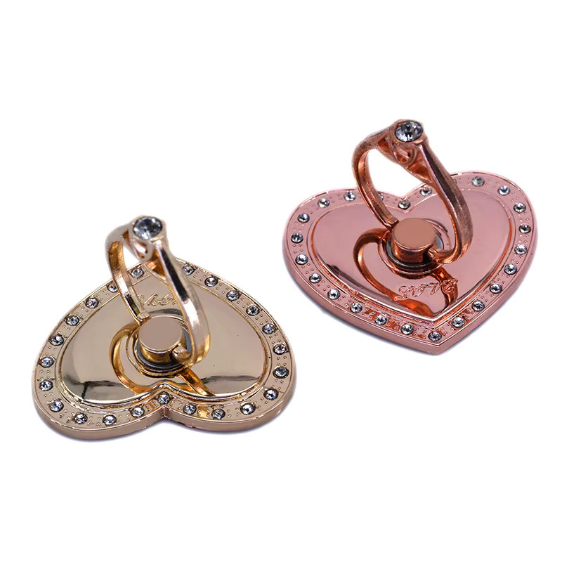 Ynniwa Diamant Pfirsich Herz Metall Fingerring Telefonhalter Universal Support für Samsung Galaxy und iPhone in Gold - Bild 3