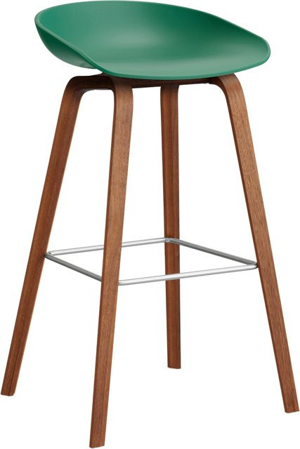 HAY About A Stool AAS 32 Hocker in Grün mit Eichenholz oder Walnussholz und Polypropylen - Bild 1