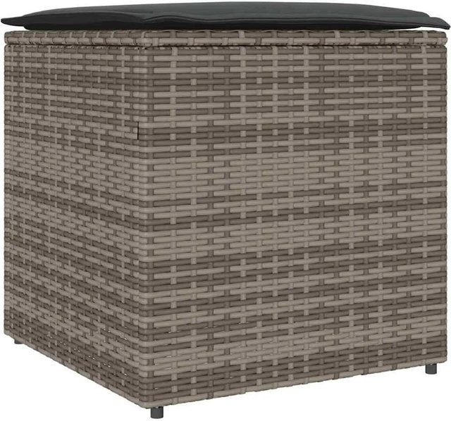 vidaXL Kissenbox aus Poly-Rattan in Grau mit Speicherfunktion für Garten und Terrasse, B/T/H: 50 x 50 x 50 cm - Bild 1