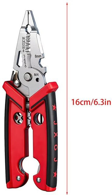 YJMP 18 in 1 Multifunktions-Werkzeugset mit Abisolierzange, Crimper und Kabelschneider in Rot - Bild 1