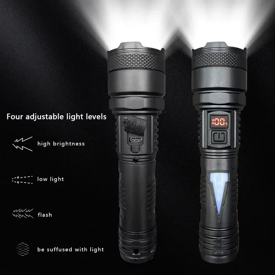 Heinast Taktische LED-Taschenlampe mit USB-Aufladung und Teleskop-Jetstrahl in Schwarz - Bild 5