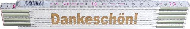 Stabila Zollstock aus Holz mit Lasergravur Dankeschön, weiß, 2 m - Bild 1