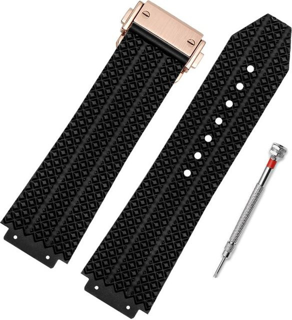Sweetown Uhrenarmband Silikon, Schwarz, Herren, 25x19mm - Bild 1