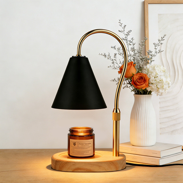 RUNTOIN Kerzenwärmer-Lampe in Schwarz, einstellbarer Wachsschmelzer aus Metall für die Küchenarbeitsplatte, modernes Design mit Dimmer und warmweißem Licht - Bild 1